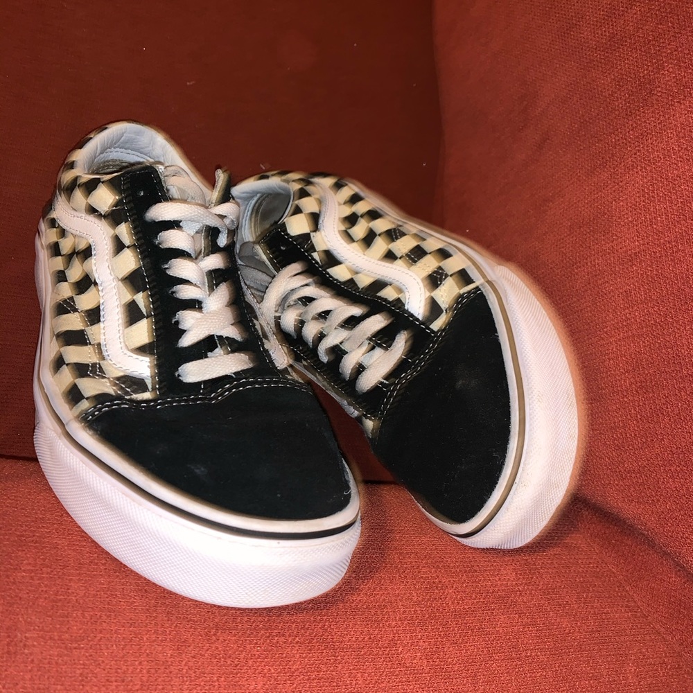 Black and white checkerboard Vans